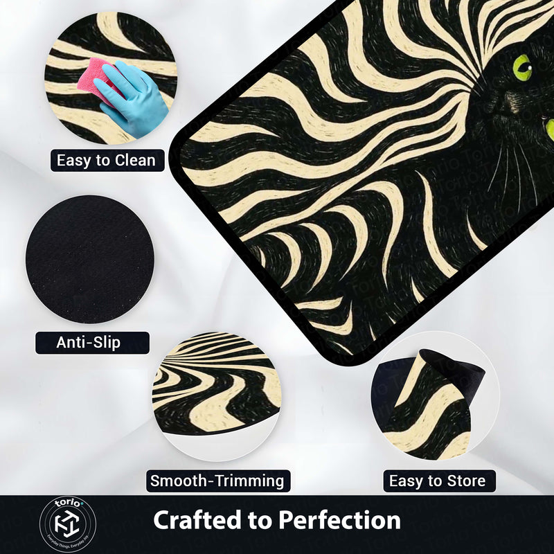 Minimalist Black Cat Area Rug | Sleek Silhouette Floor Mat | Modern Aesthetic Rug for Living Room, Gaming Setup & Bedroom Decor