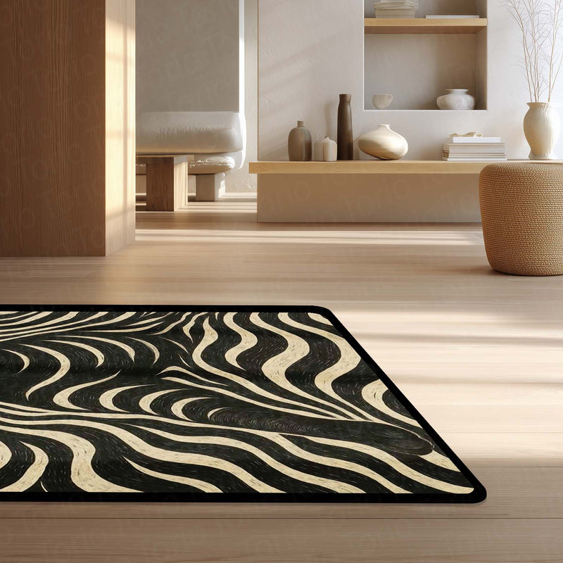 Black Cat Optical Illusion Area Rug | Trippy Wave Pattern Floor Mat Carpet | Aesthetic Psychedelic Cat Rug for Bedroom, Gaming Room & Modern Home Decor