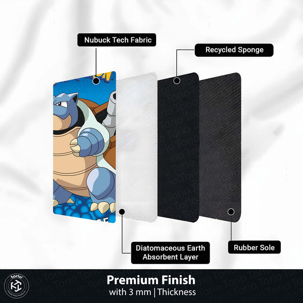 Blastoise Pokémon Round Rug | Water-Type Pokémon Circle Floor Mat | Anti-Slip 3 mm Absorbent Rug for Bedroom, Gaming Room & Pokémon Decor