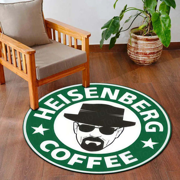 Heisenberg Coffee Round Rug | Breaking Bad Inspired Circle Floor Mat | Anti-Slip 3 mm Absorbent Rug for Bedroom, Gaming Room & TV Series Decor