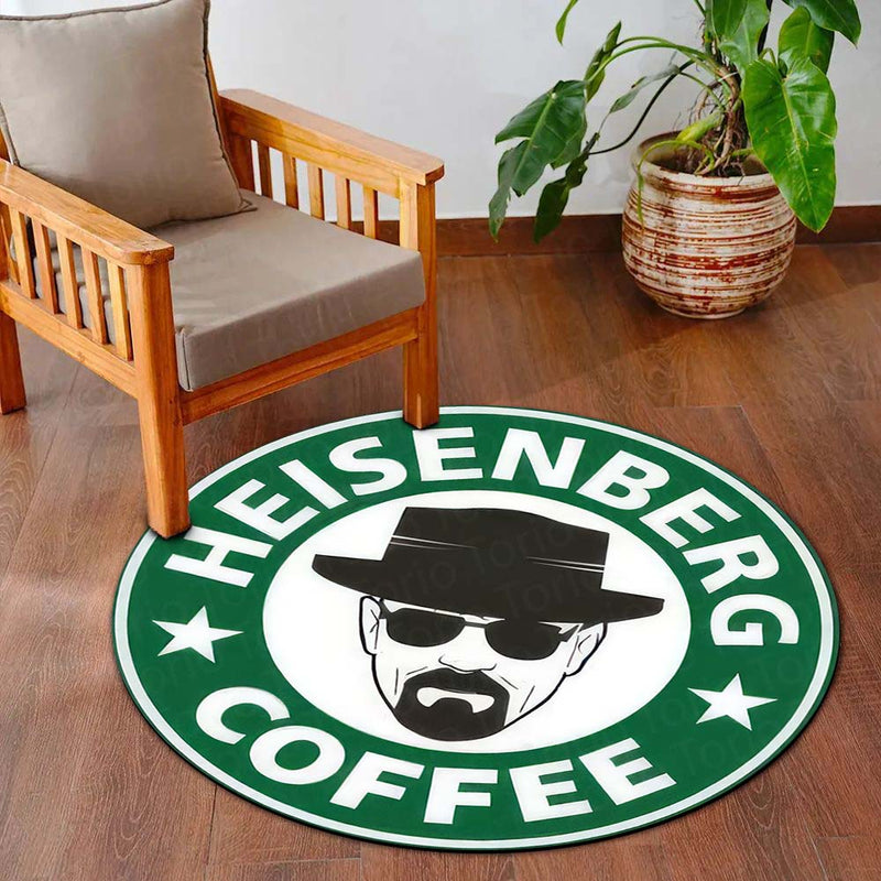 Heisenberg Coffee Round Rug | Breaking Bad Inspired Circle Floor Mat | Anti-Slip 3 mm Absorbent Rug for Bedroom, Gaming Room & TV Series Decor