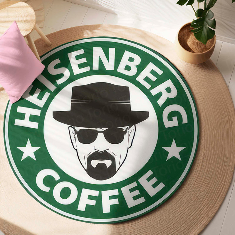 Heisenberg Coffee Round Rug | Breaking Bad Inspired Circle Floor Mat | Anti-Slip 3 mm Absorbent Rug for Bedroom, Gaming Room & TV Series Decor