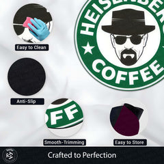 Heisenberg Coffee Round Rug | Breaking Bad Inspired Circle Floor Mat | Anti-Slip 3 mm Absorbent Rug for Bedroom, Gaming Room & TV Series Decor