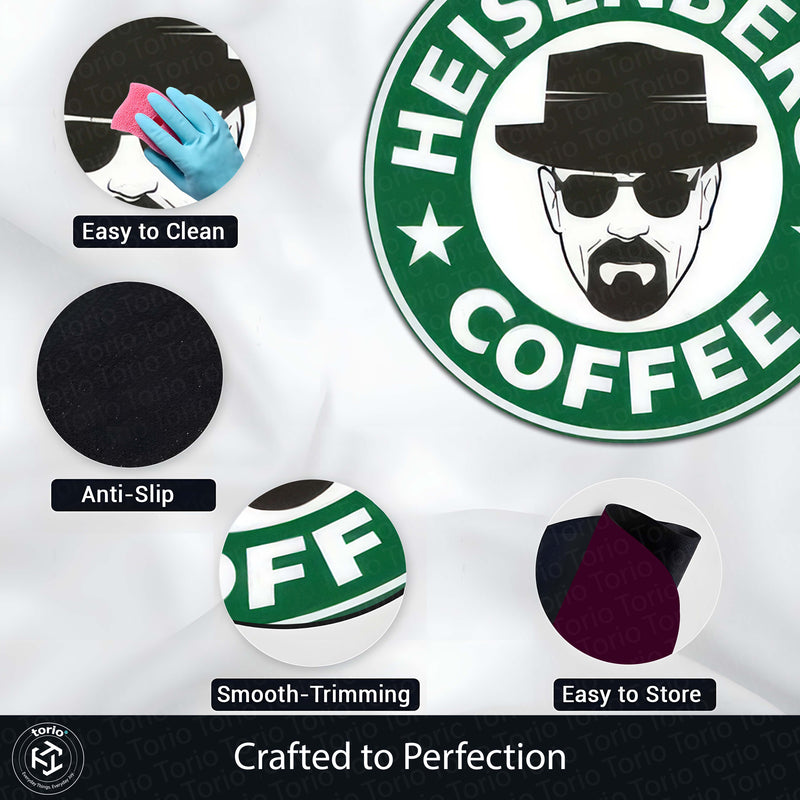 Heisenberg Coffee Round Rug | Breaking Bad Inspired Circle Floor Mat | Anti-Slip 3 mm Absorbent Rug for Bedroom, Gaming Room & TV Series Decor