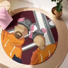 Walter White and Jesse Pinkman Round Floor Mat (3 mm Thick) | Breaking Bad | Bold Cinematic Circular Area Mat for Bedroom, Gaming Room & Modern Decor