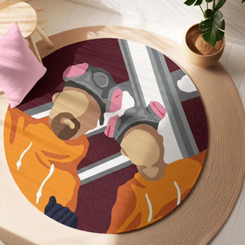 Walter White and Jesse Pinkman Round Floor Mat (3 mm Thick) | Breaking Bad | Bold Cinematic Circular Area Mat for Bedroom, Gaming Room & Modern Decor
