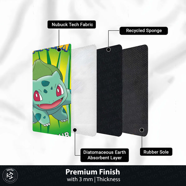 Bulbasaur Pokémon Round Rug | Cute Grass-Type Anime Circle Floor Mat | Anti-Slip 3 mm Absorbent Rug for Bedroom, Gaming Room & Pokémon Decor