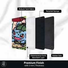 Cute Bulbasaur Pokémon Round Rug | Kawaii Anime Circle Floor Mat | Anti-Slip 3 mm Absorbent Rug for Bedroom, Gaming Room & Pokémon Decor