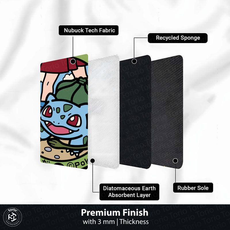 Cute Bulbasaur Pokémon Round Rug | Kawaii Anime Circle Floor Mat | Anti-Slip 3 mm Absorbent Rug for Bedroom, Gaming Room & Pokémon Decor