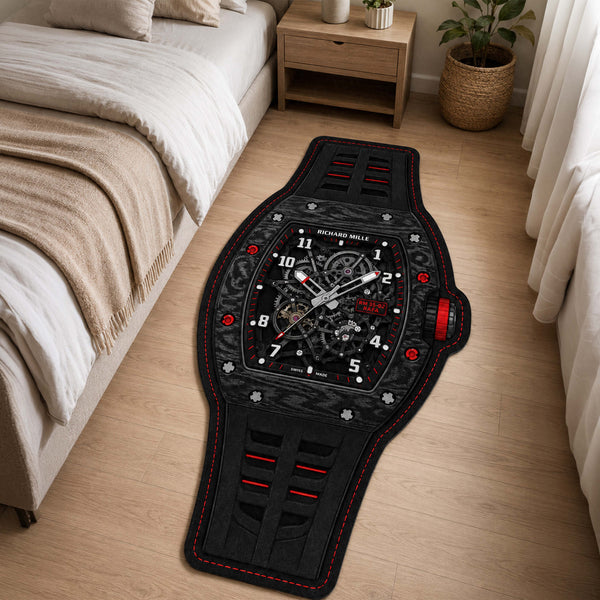 Richard Mille RM 35-02 Rafael Nadal Watch Floor Mat (3 mm Thick) | Luxury Skeleton Dial Cut-Out Rug for Bedroom, Gaming Room & Watch Collector Décor