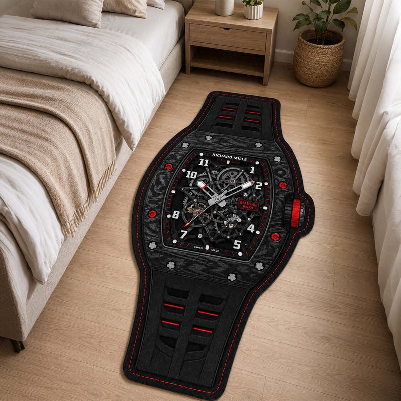 Richard Mille RM 35-02 Rafael Nadal Watch Floor Mat (3 mm Thick) | Luxury Skeleton Dial Cut-Out Rug for Bedroom, Gaming Room & Watch Collector Décor
