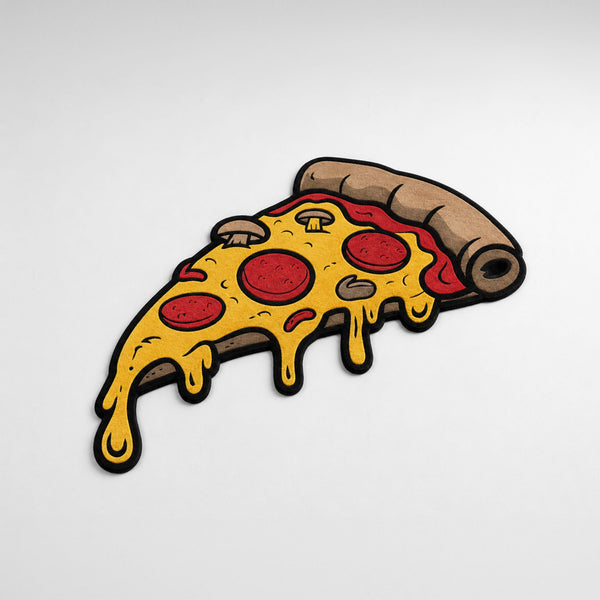 Melting Pepperoni Pizza Slice Cut-out Flat Rug | Cartoon Pizza Food-Themed Flat Rug | Fun Kitchen & Gaming Room Floor Decor