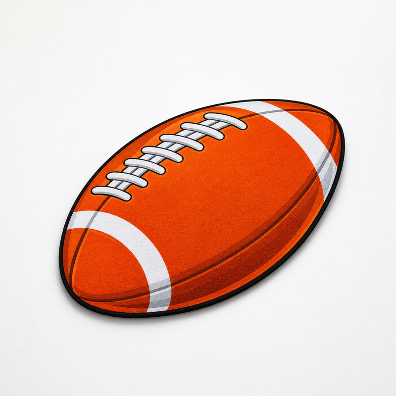 American Football Cut-out Flat Rug | Rugby Ball Sports Flat Rug | Athletic Room & Game Room Floor Decor
