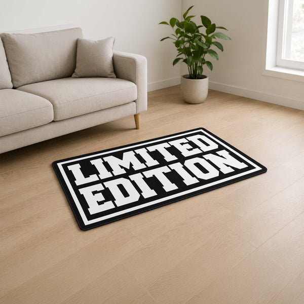 Limited Edition Typography Flat Rug | Bold Streetwear Statement Flat Rug | Modern Hype Room & Sneaker Decor