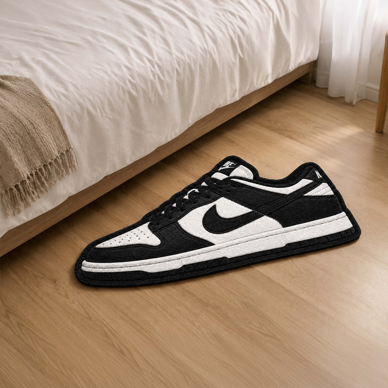 Nike Dunk Cut-out Flat Rug | Black & White Sneaker Floor Rug | Premium Streetwear Room Decor