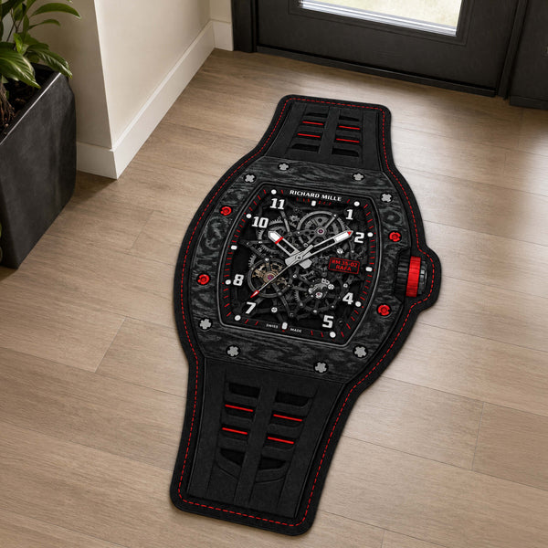 Richard Mille RM 35-02 Rafael Nadal Watch Floor Mat (3 mm Thick) | Luxury Skeleton Dial Cut-Out Rug for Bedroom, Gaming Room & Watch Collector Décor