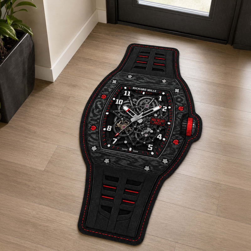 Richard Mille RM 35-02 Rafael Nadal Watch Floor Mat (3 mm Thick) | Luxury Skeleton Dial Cut-Out Rug for Bedroom, Gaming Room & Watch Collector Décor