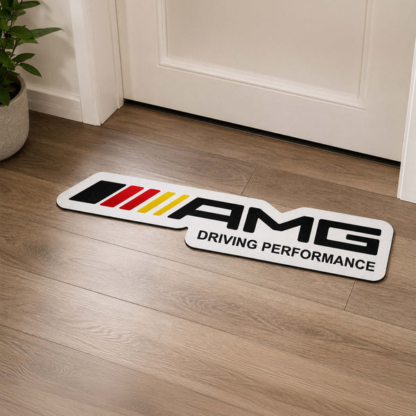 AMG Driving Performance Logo Flat Rug | Mercedes-AMG Inspired Motorsport Die-Cut Floor Decor | Premium Automotive Enthusiast Rug