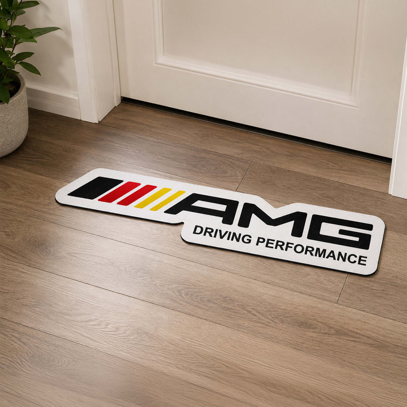 AMG Driving Performance Logo Flat Rug | Mercedes-AMG Inspired Motorsport Die-Cut Floor Decor | Premium Automotive Enthusiast Rug