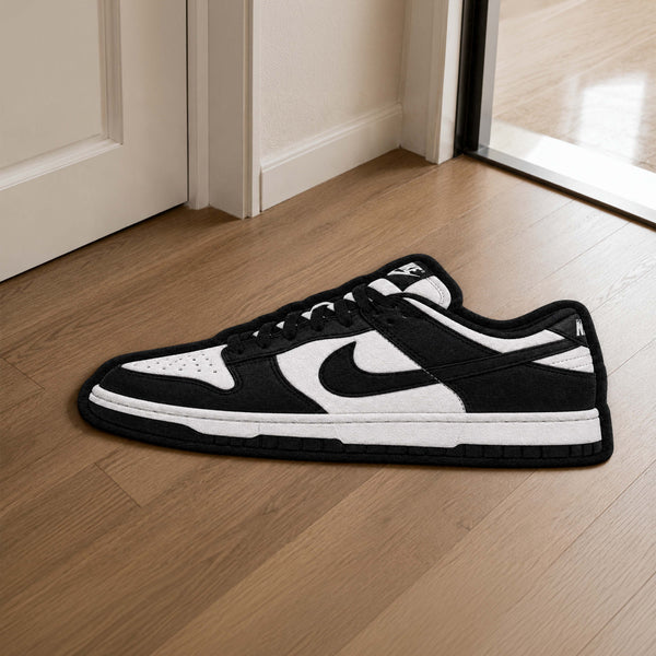 Nike Dunk Cut-out Flat Rug | Black & White Sneaker Floor Rug | Premium Streetwear Room Decor