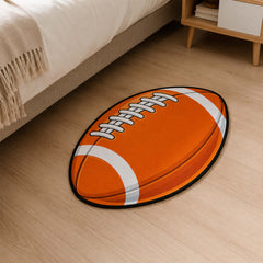 American Football Cut-out Flat Rug | Rugby Ball Sports Flat Rug | Athletic Room & Game Room Floor Decor