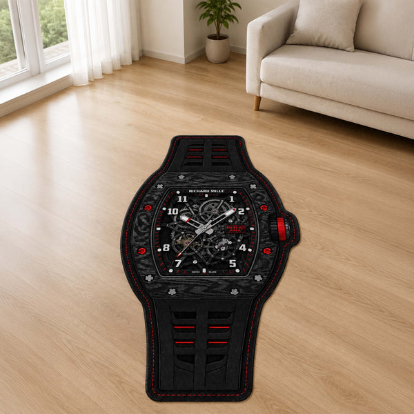 Richard Mille RM 35-02 Rafael Nadal Watch Floor Mat (3 mm Thick) | Luxury Skeleton Dial Cut-Out Rug for Bedroom, Gaming Room & Watch Collector Décor