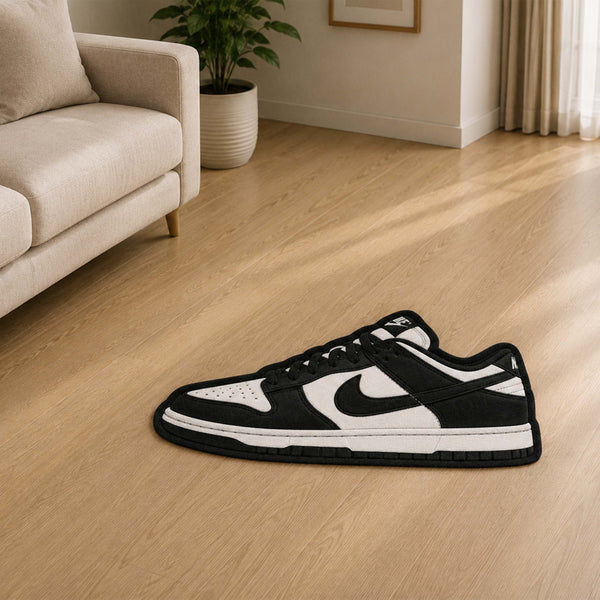 Nike Dunk Cut-out Flat Rug | Black & White Sneaker Floor Rug | Premium Streetwear Room Decor