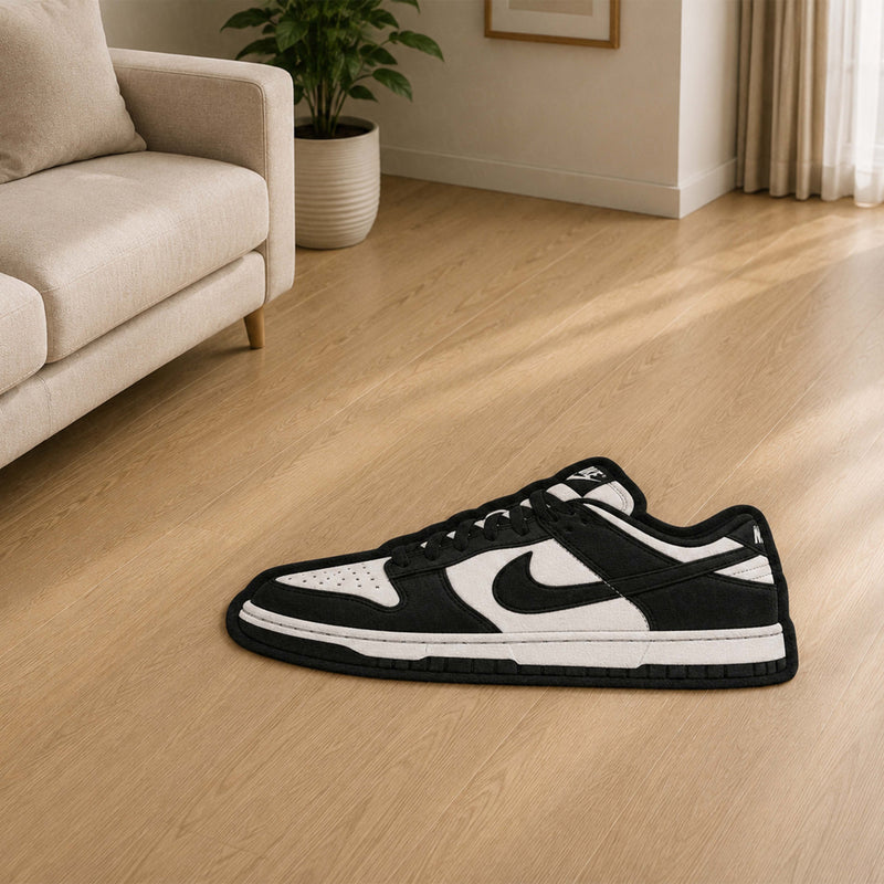 Nike Dunk Cut-out Flat Rug | Black & White Sneaker Floor Rug | Premium Streetwear Room Decor
