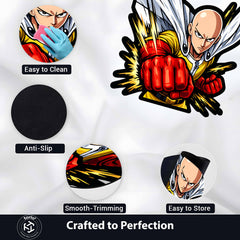 Saitama One Punch Man Cut-out Flat Rug | Hero for Fun Anime Floor Rug | Premium Anime Gaming Room Decor