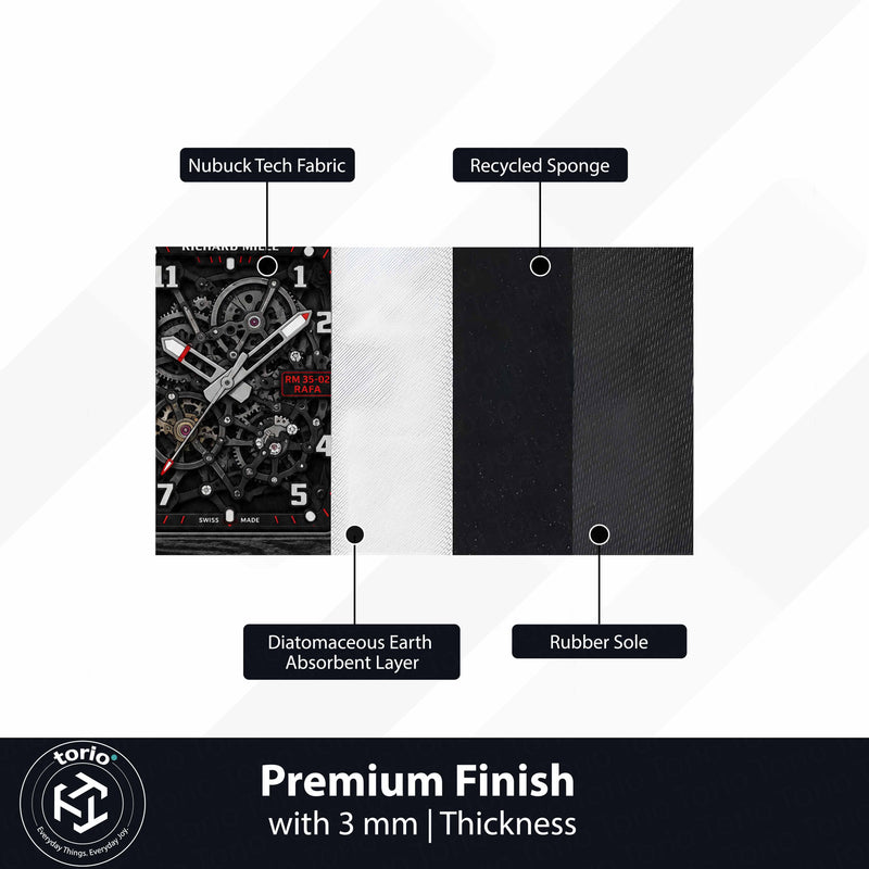 Richard Mille RM 35-02 Rafael Nadal Watch Floor Mat (3 mm Thick) | Luxury Skeleton Dial Cut-Out Rug for Bedroom, Gaming Room & Watch Collector Décor