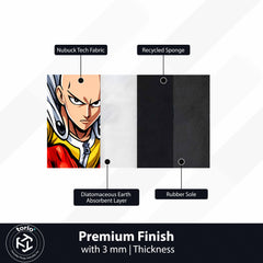 Saitama One Punch Man Cut-out Flat Rug | Hero for Fun Anime Floor Rug | Premium Anime Gaming Room Decor