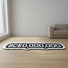 $CEO,000,000 Statement Floor Mat (3 mm Thick) | Bold Money Quote Cut-Out Rug for Office, Bedroom & Entrepreneur Room Decor