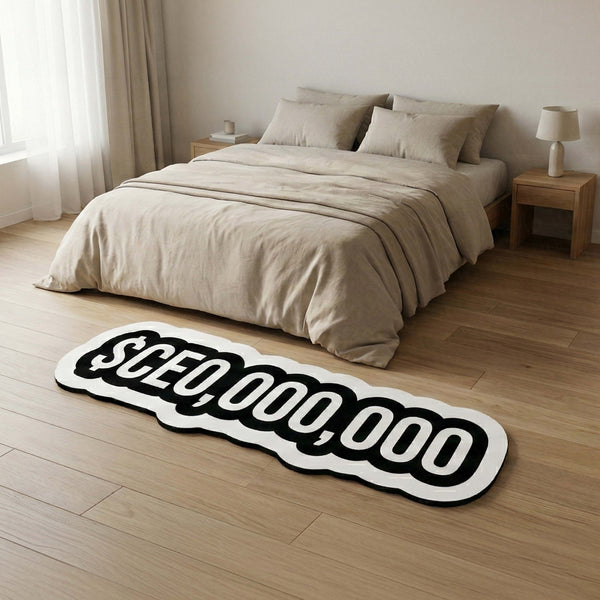 $CEO,000,000 Statement Floor Mat (3 mm Thick) | Bold Money Quote Cut-Out Rug for Office, Bedroom & Entrepreneur Room Decor
