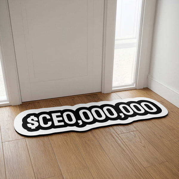 $CEO,000,000 Statement Floor Mat (3 mm Thick) | Bold Money Quote Cut-Out Rug for Office, Bedroom & Entrepreneur Room Decor