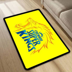 Chennai Super Kings Fan Art Floor Mat (3 mm Thick) | Bold Yellow CSK Inspired Rug for Living Room, Bedroom & Game Room