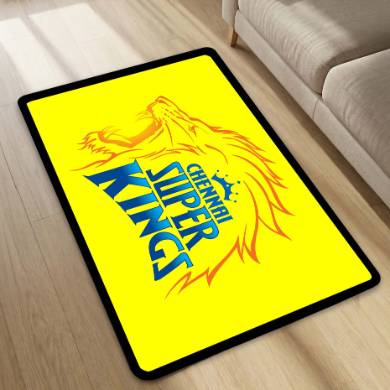 Chennai Super Kings Fan Art Floor Mat (3 mm Thick) | Bold Yellow CSK Inspired Rug for Living Room, Bedroom & Game Room