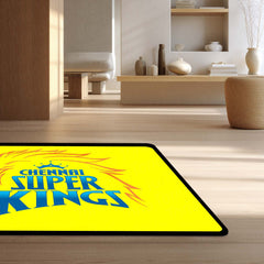 Chennai Super Kings Fan Art Floor Mat (3 mm Thick) | Bold Yellow CSK Inspired Rug for Living Room, Bedroom & Game Room