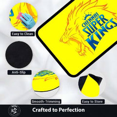 Chennai Super Kings Fan Art Floor Mat (3 mm Thick) | Bold Yellow CSK Inspired Rug for Living Room, Bedroom & Game Room