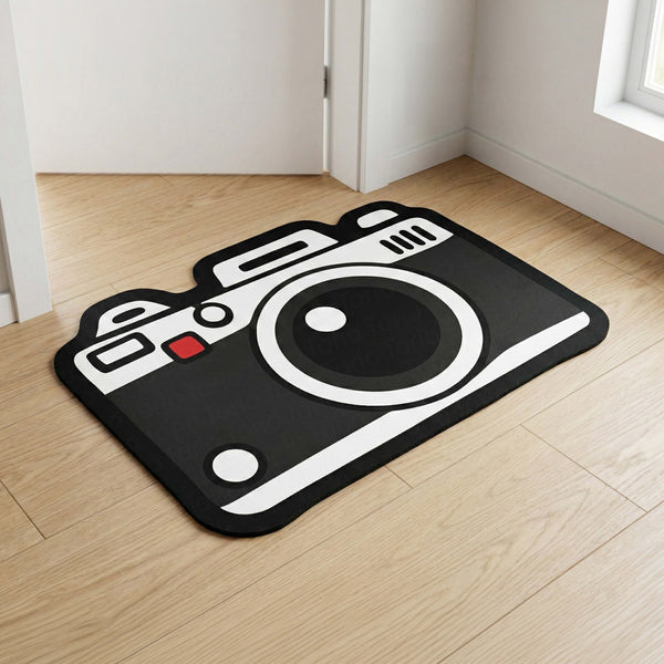 Vintage Camera Icon Floor Mat (3 mm Thick) | Photographer Cut-Out Rug for Bedroom, Studio, Office & Creative Room Decor