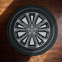 Car Tyre Inspired Round Floor Mat (3 mm Thick) | Alloy Wheel Design Automotive Decor Mat for Garage, Bedroom & Gaming Setup