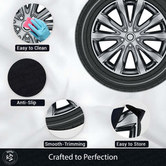 Car Tyre Inspired Round Floor Mat (3 mm Thick) | Alloy Wheel Design Automotive Decor Mat for Garage, Bedroom & Gaming Setup