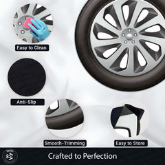 Car Tyre Inspired Round Floor Mat (3 mm Thick) | Alloy Wheel Design Automotive Decor Mat for Garage, Bedroom & Gaming Setup 01
