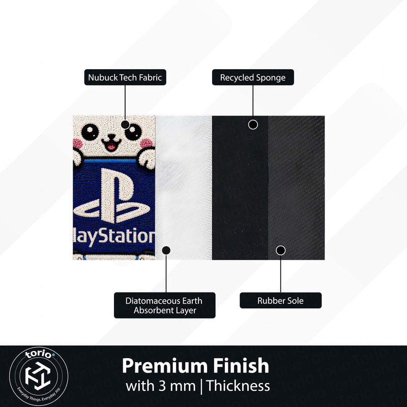 Cute PlayStation Cat Flat Rug | Kawaii Gaming Flat Rug | PlayStation Controller Floor Mat for Bedroom, Gaming Room, Kids Room & Gamer Decor