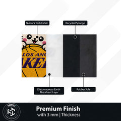Cute Los Angeles Lakers Cat Flat Rug | Basketball Fan Flat Rug | Kawaii Sports Floor Mat for Bedroom, Gaming Room & Basketball Decor
