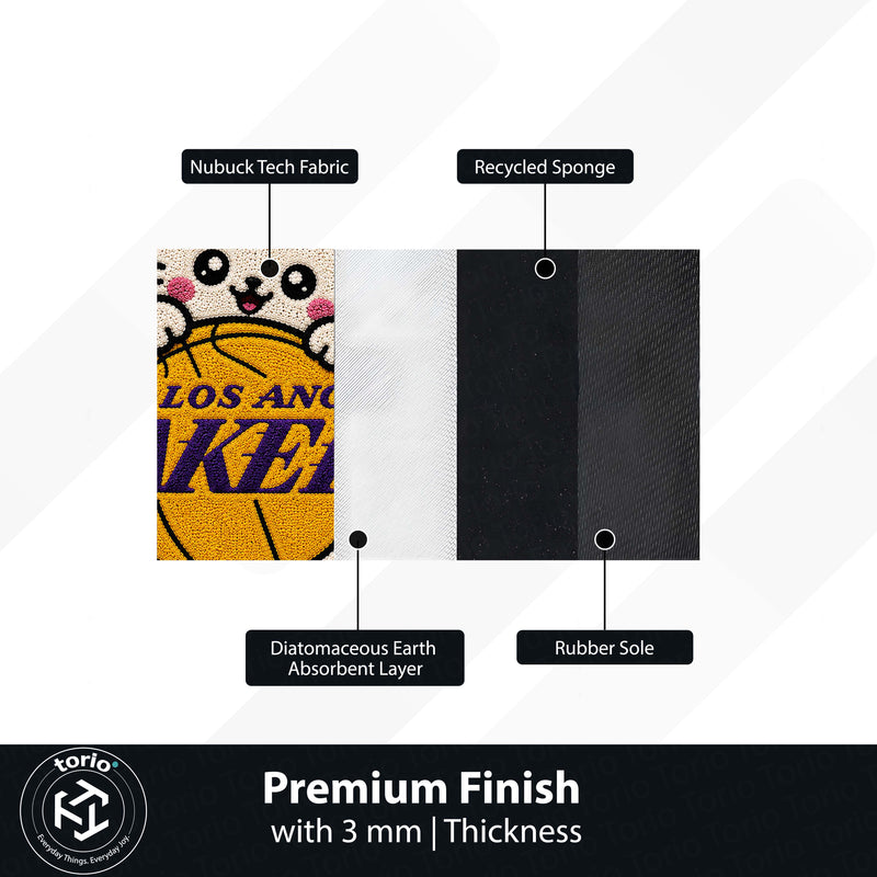Cute Los Angeles Lakers Cat Flat Rug | Basketball Fan Flat Rug | Kawaii Sports Floor Mat for Bedroom, Gaming Room & Basketball Decor