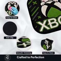 Cute Xbox Cat Flat Rug | Kawaii Gaming Flat Rug | Xbox Controller Inspired Floor Mat for Bedroom, Gaming Room & Gamer Decor