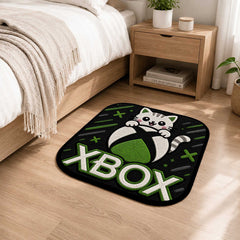 Cute Xbox Cat Flat Rug | Kawaii Gaming Flat Rug | Xbox Controller Inspired Floor Mat for Bedroom, Gaming Room & Gamer Decor