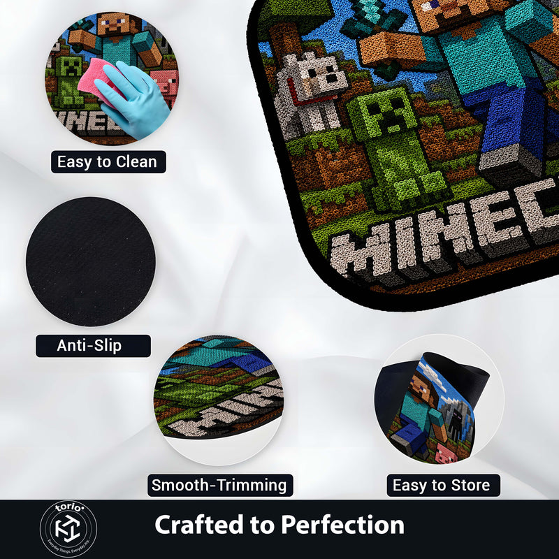 Minecraft Flat Rug | Pixel Gaming Flat Rug | Block World Gamer Floor Mat for Bedroom, Gaming Room, Kids Room & Gaming Decor