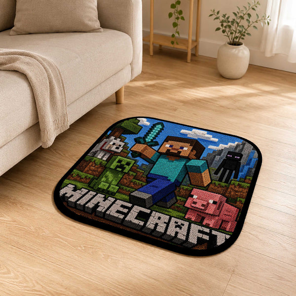 Minecraft Flat Rug | Pixel Gaming Flat Rug | Block World Gamer Floor Mat for Bedroom, Gaming Room, Kids Room & Gaming Decor