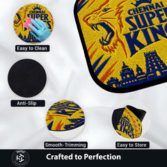 Chennai Super Kings CSK Logo Flat Rug | Cricket Fan Flat Rug | CSK Cricket Floor Mat for Bedroom, Gaming Room & Sports Decor